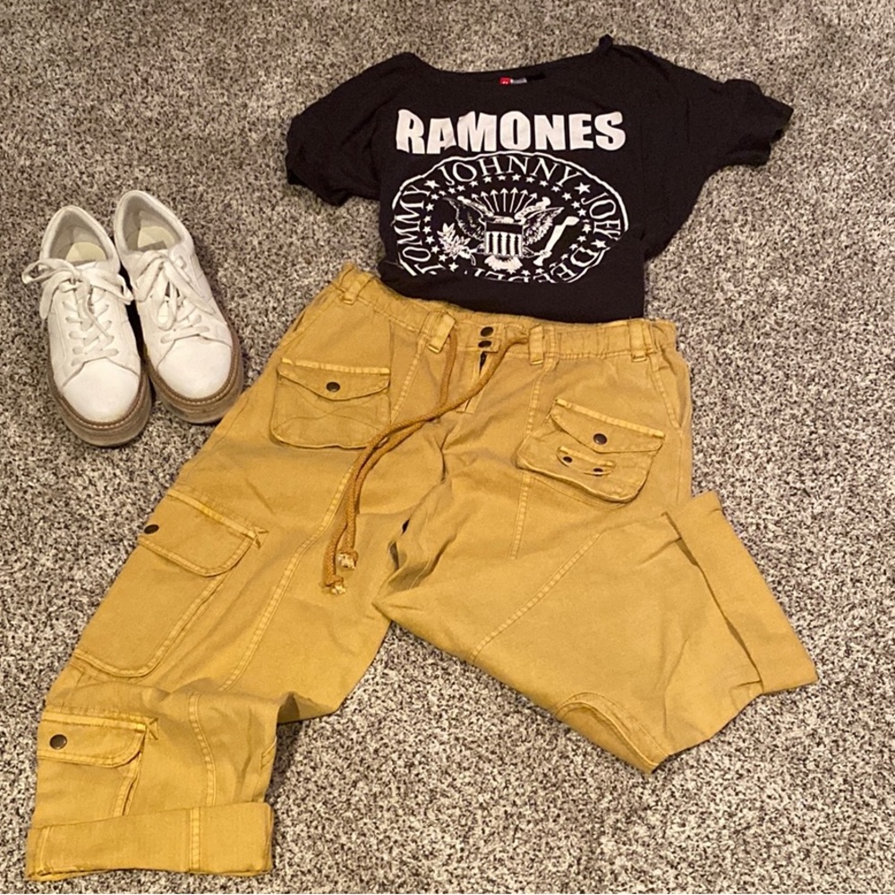 Free People Yellow Wide Leg Pants